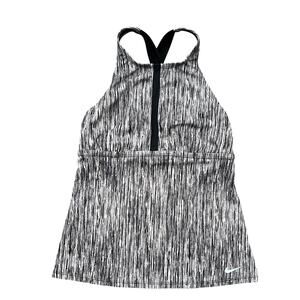 Nike Tankini Swim Top Cross Strap Gray Bra Yoga Workout Size Small *No Bra Pads*